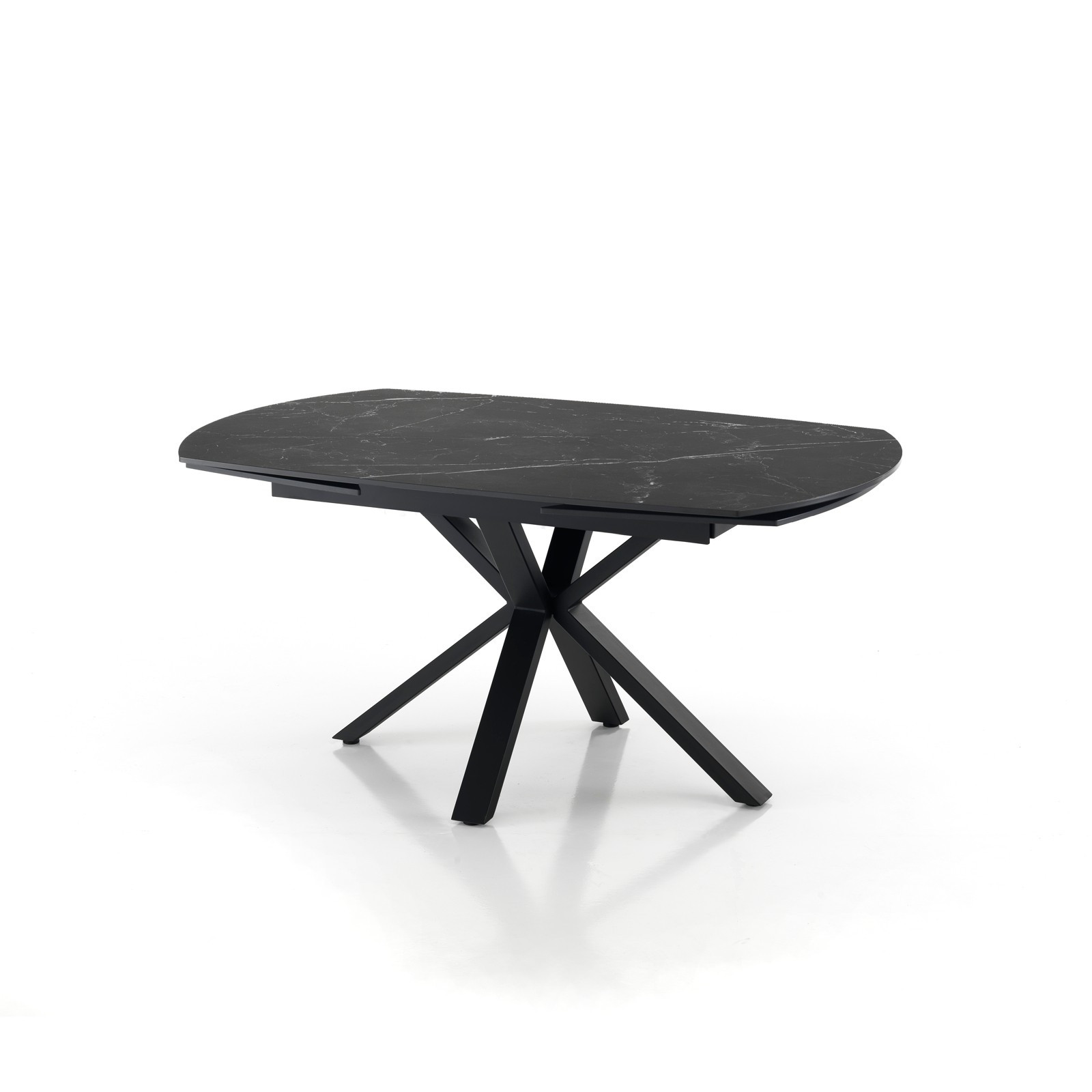 Tavolo Allungabile in ceramica MEGGY BLACK MARBLE finitura Top Marmo Nero opaco e base in acciaio Nero opaco, 140-210 x 90 cm