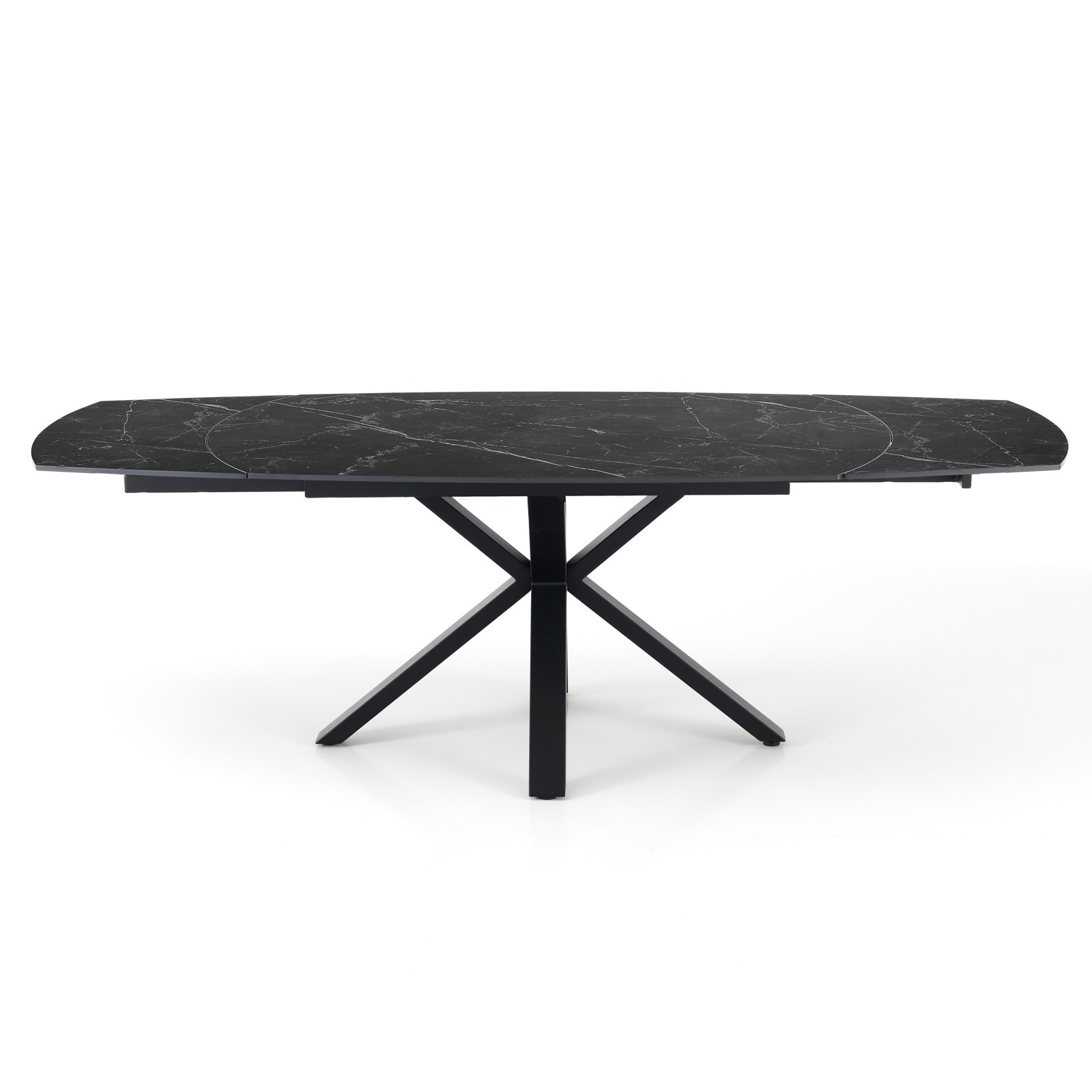 Tavolo Allungabile in ceramica MEGGY BLACK MARBLE finitura Top Marmo Nero opaco e base in acciaio Nero opaco, 140-210 x 90 cm