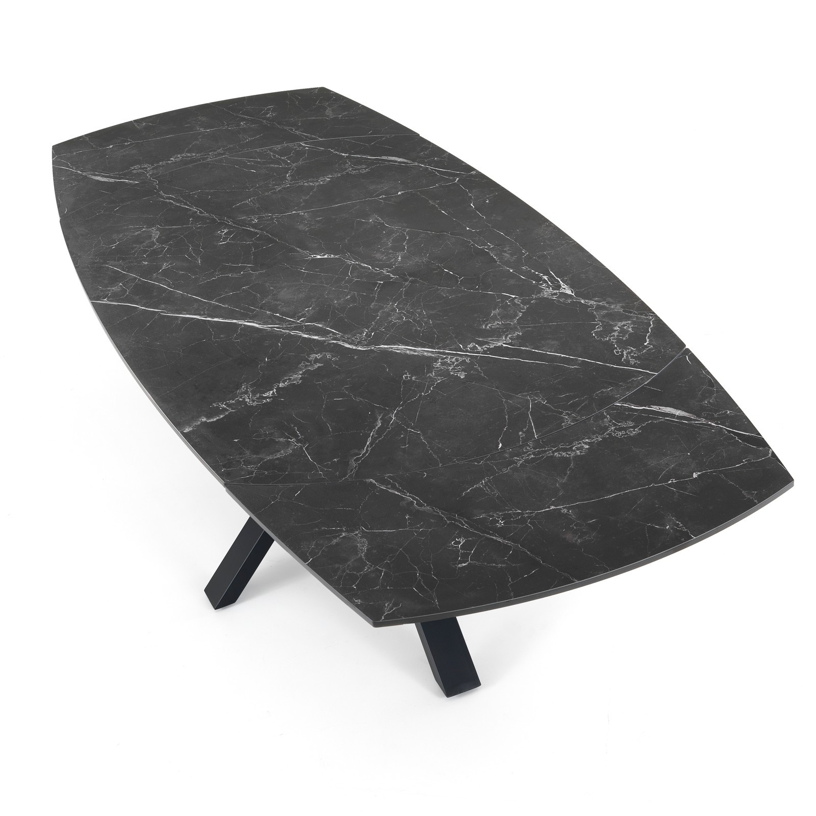 Tavolo Allungabile in ceramica MEGGY BLACK MARBLE finitura Top Marmo Nero opaco e base in acciaio Nero opaco, 140-210 x 90 cm