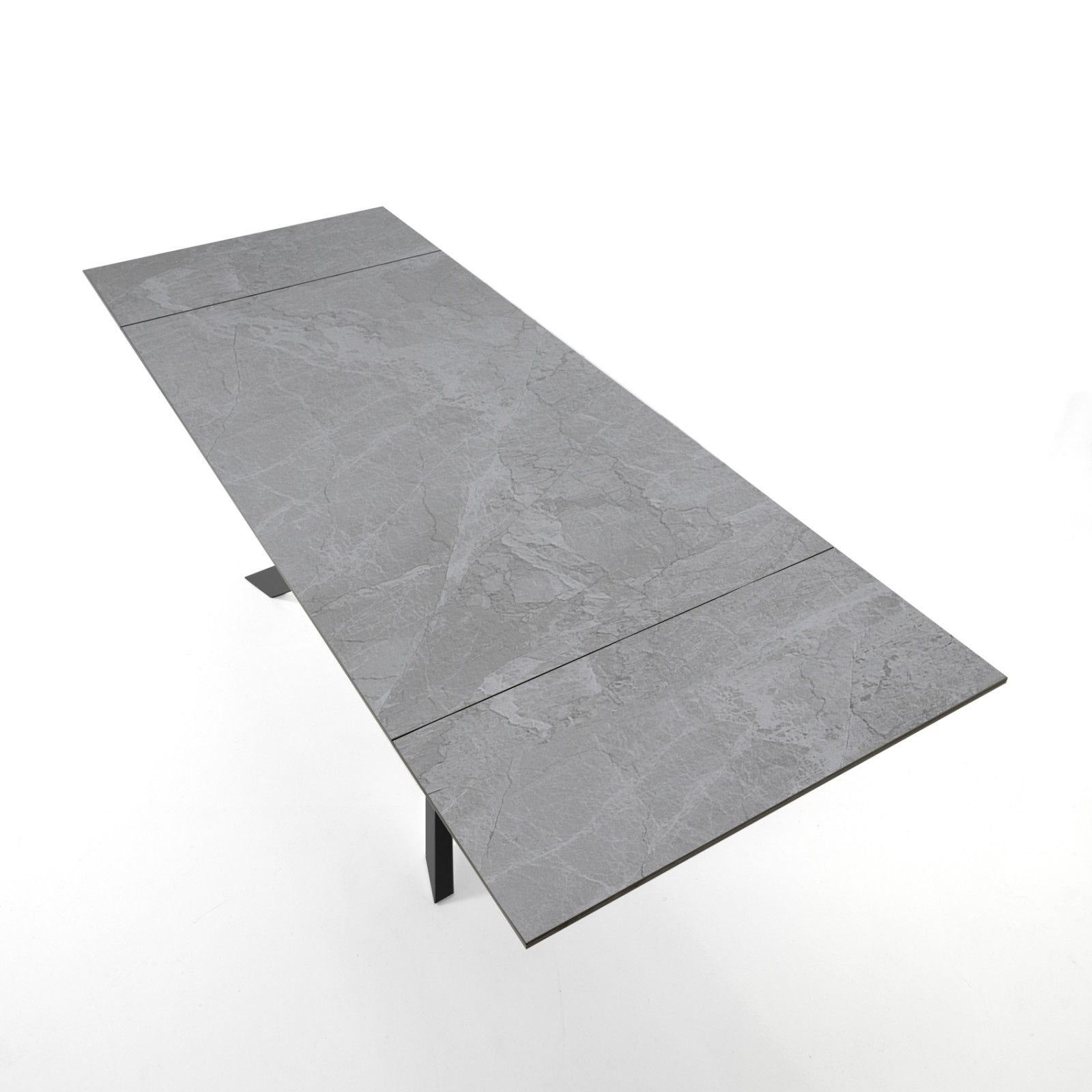 Tavolo Allungabile JUSTIN GREY MARBLE in metallo Grigio opaco piano in ceramica Marmo Grigio opaco cm.H76 P90 L160-200-240