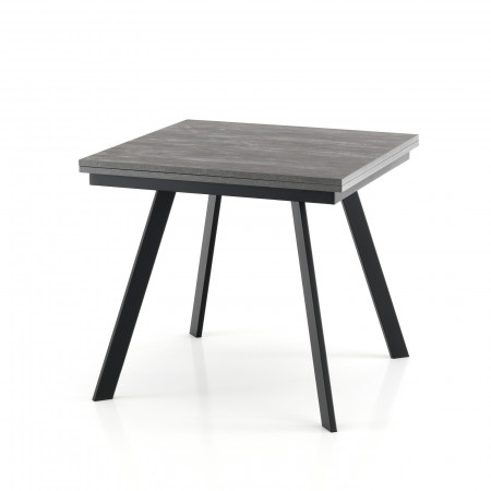 Tavolo Allungabile a libro JOSEPH CEMENT Top finitura Cemento e gambe in acciaio verniciato Nero opaco, 85-170 x 85 cm