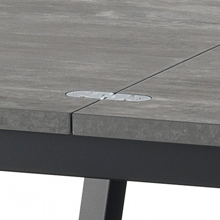 Tavolo Allungabile a libro JOSEPH CEMENT Top finitura Cemento e gambe in acciaio verniciato Nero opaco, 85-170 x 85 cm